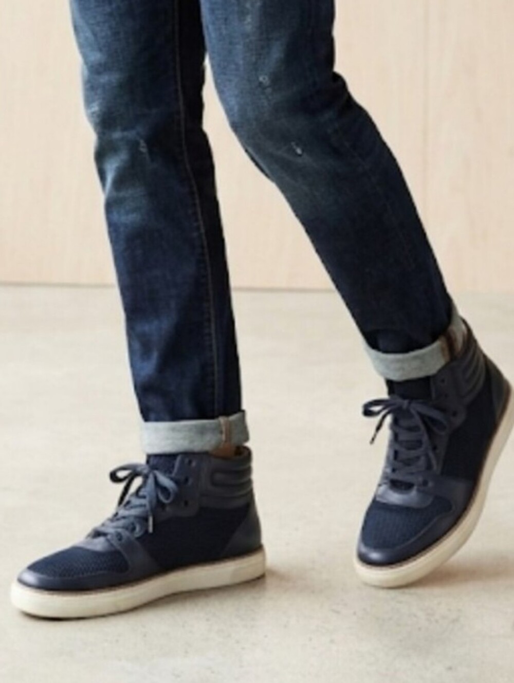 English Laundry Men's Cole Leather & Mesh Mid Top Sneakers - Black